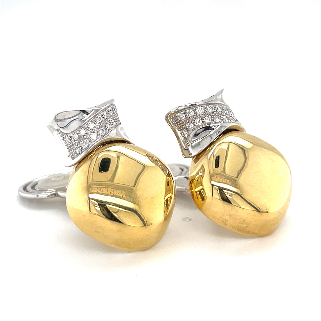 Roberto Casarin 18k Two Tone Gold 0.70 ct Diamond Drop Clip-On Earrings