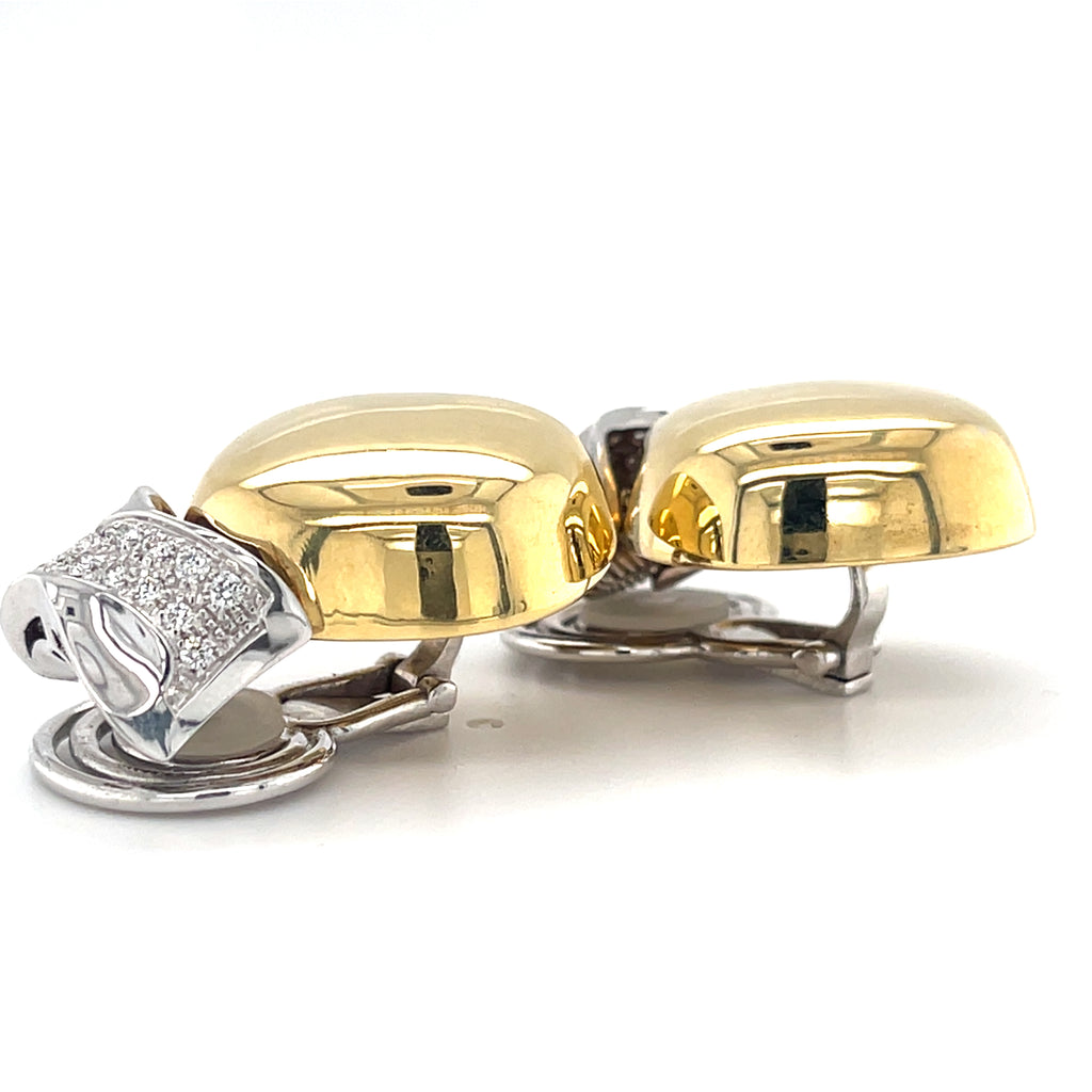 Roberto Casarin 18k Two Tone Gold 0.70 ct Diamond Drop Clip-On Earrings