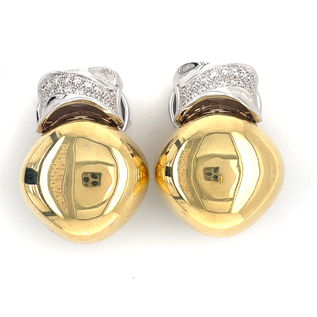 Roberto Casarin 18k Two Tone Gold 0.70 ct Diamond Drop Clip-On Earrings