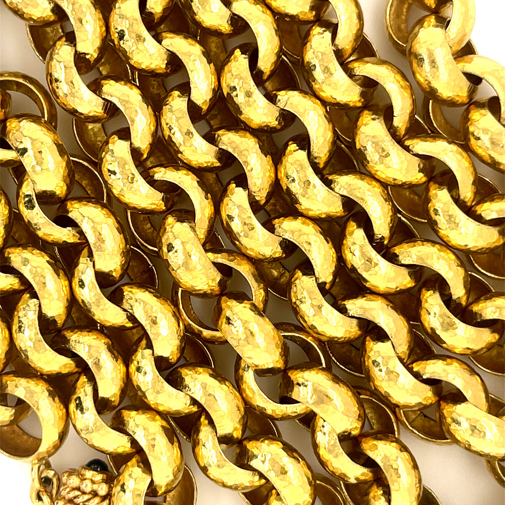 Elizabeth Locke 18k Yellow Gold Hammered Heavy Link Chain Necklace 32"