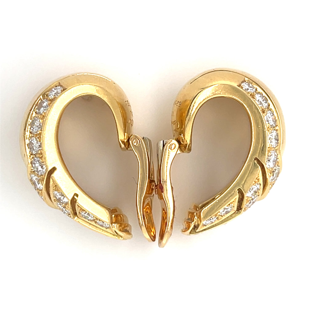 Cartier Vintage 18k Yellow Gold Clip On Earrings Appx 2.50 Ct Diamonds 1990s