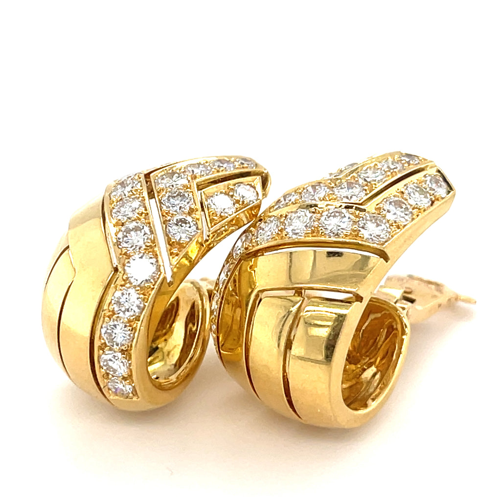 Cartier Vintage 18k Yellow Gold Clip On Earrings Appx 2.50 Ct Diamonds 1990s