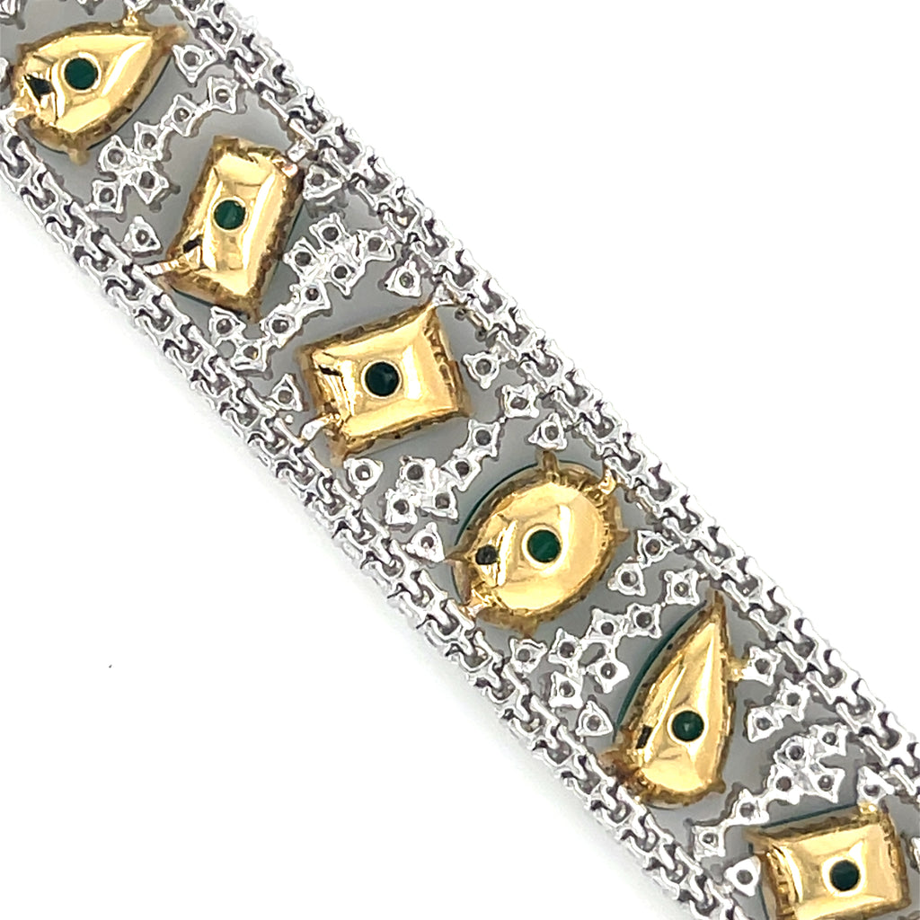 Michael Christoff 18k Two-Tone Gold Diamond and Emerald Bracelet 16.83 ct Em