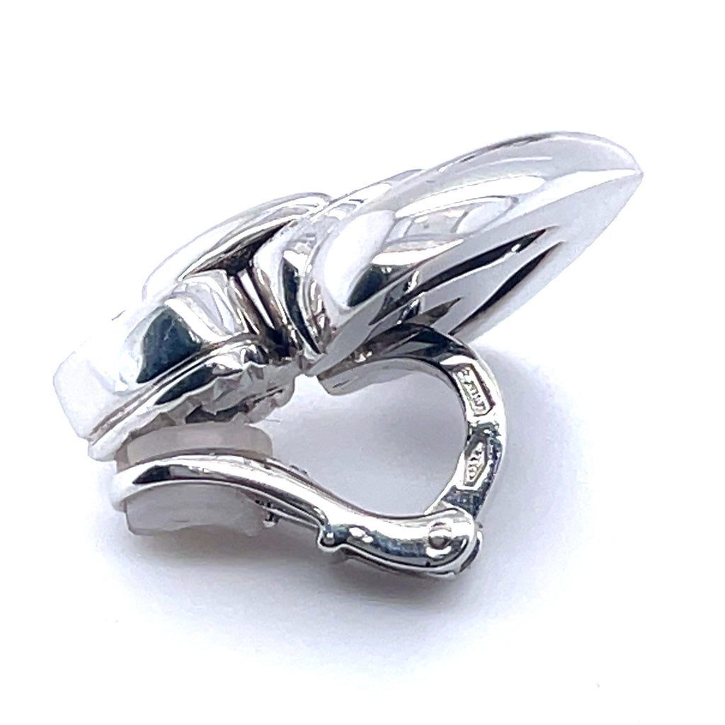 Bulgari Bvlgari 18k White Gold Doppio Cuore Diamond Ear Clips Appx 0.50 ct