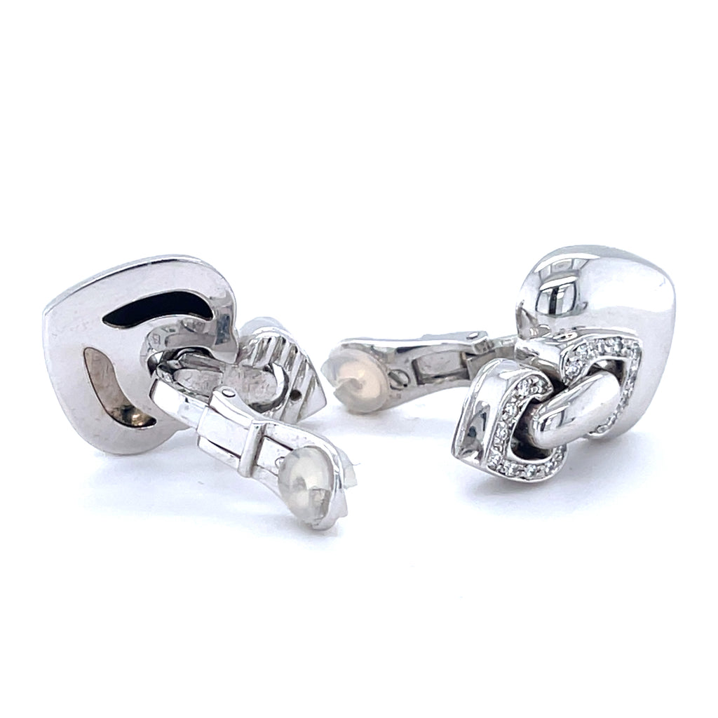Bulgari Bvlgari 18k White Gold Doppio Cuore Diamond Ear Clips Appx 0.50 ct