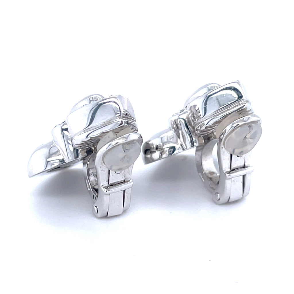 Bulgari Bvlgari 18k White Gold Doppio Cuore Diamond Ear Clips Appx 0.50 ct