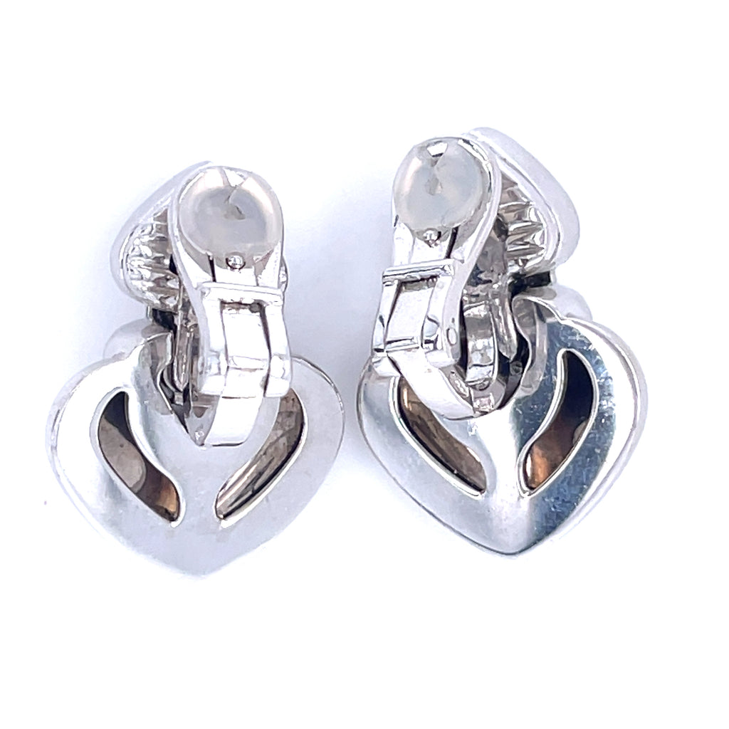Bulgari Bvlgari 18k White Gold Doppio Cuore Diamond Ear Clips Appx 0.50 ct