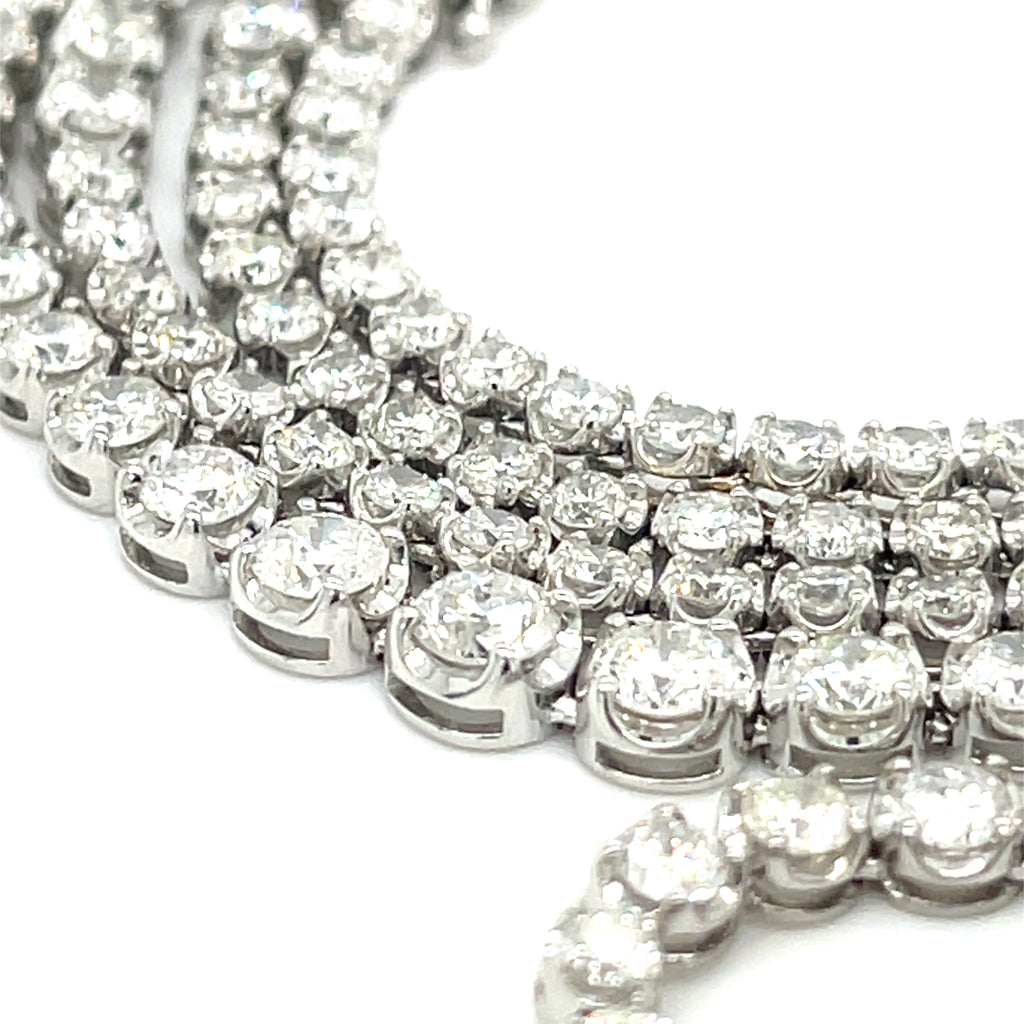 18k White Gold Undulating Graduated Diamond Tennis Necklace 32" 16.98 ct