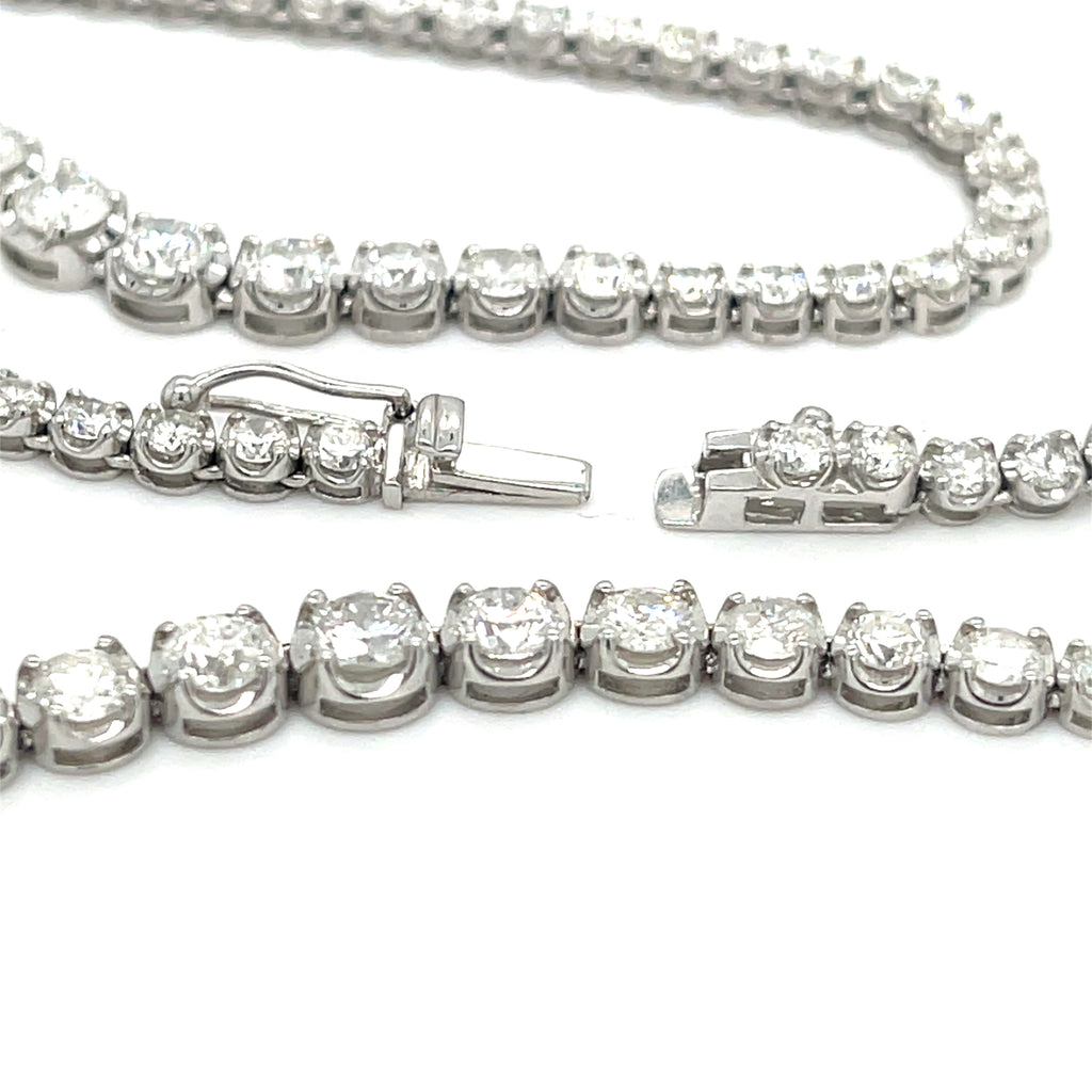 18k White Gold Undulating Graduated Diamond Tennis Necklace 32" 16.98 ct