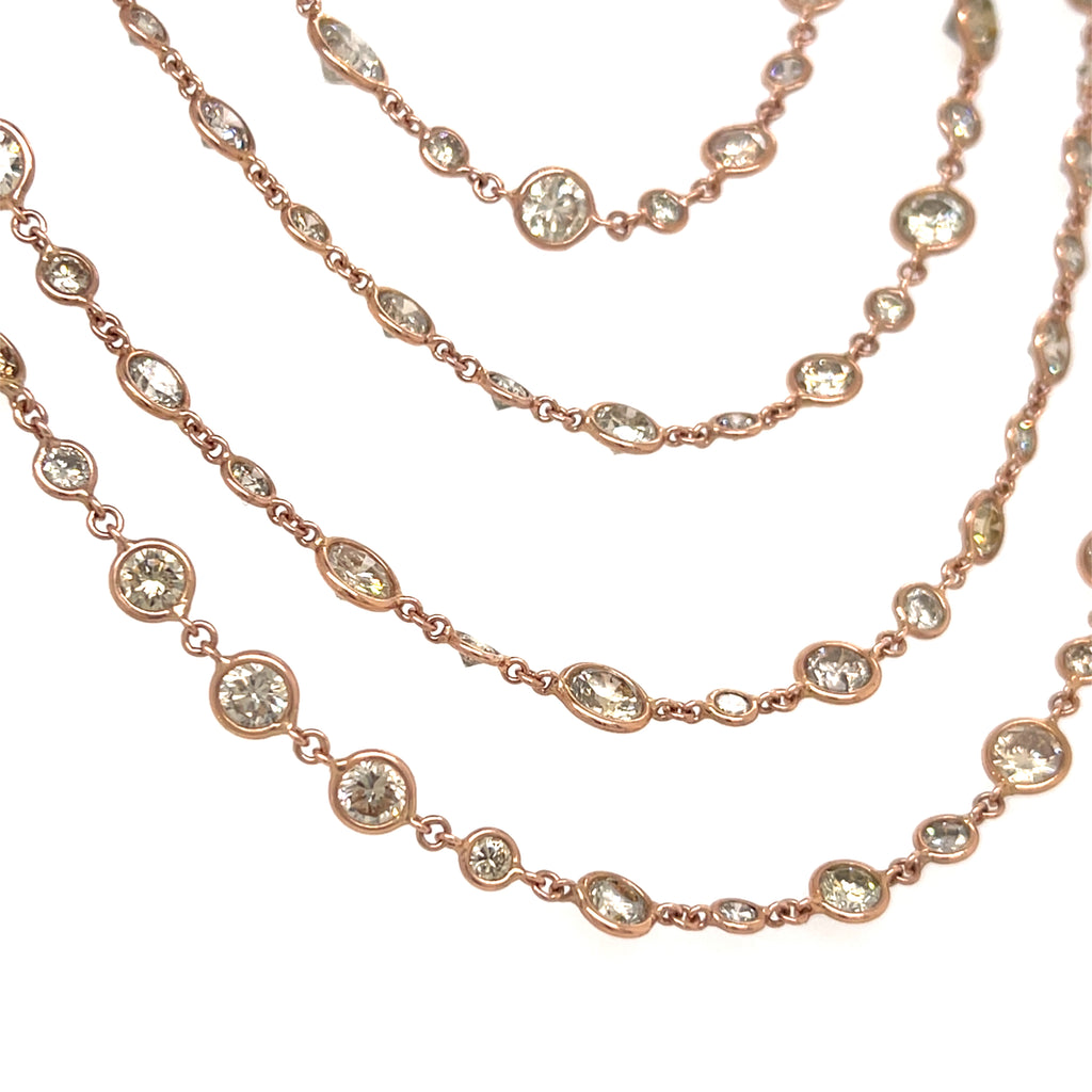 18k Rose Gold Gorgeous Diamond Chain Necklace Appx 44.8 ct 60"