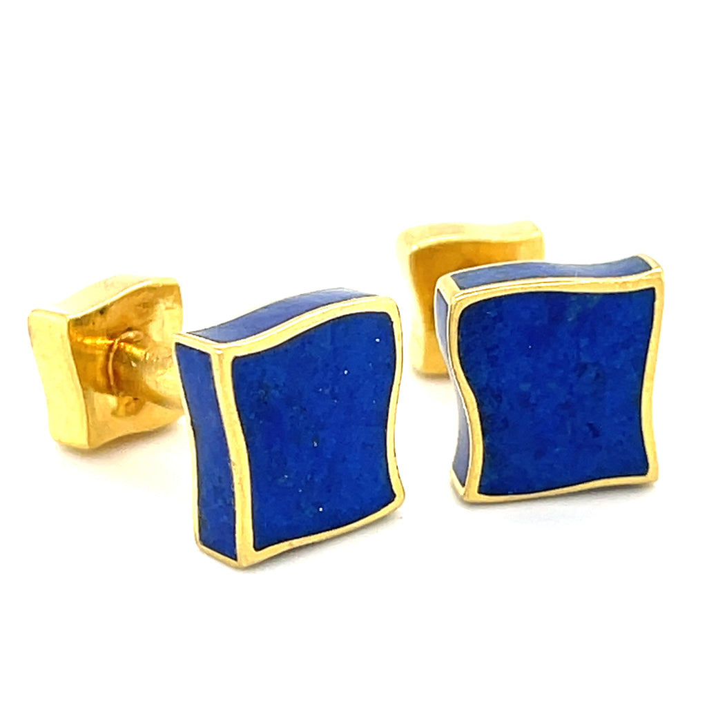 Angela Cummings 18k Yellow Gold Lapis Lazuli Vintage Cufflinks