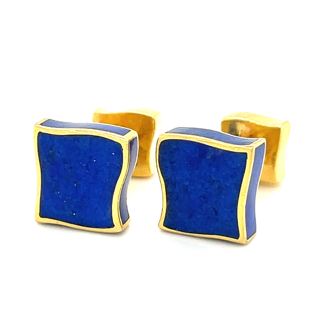 Angela Cummings 18k Yellow Gold Lapis Lazuli Vintage Cufflinks