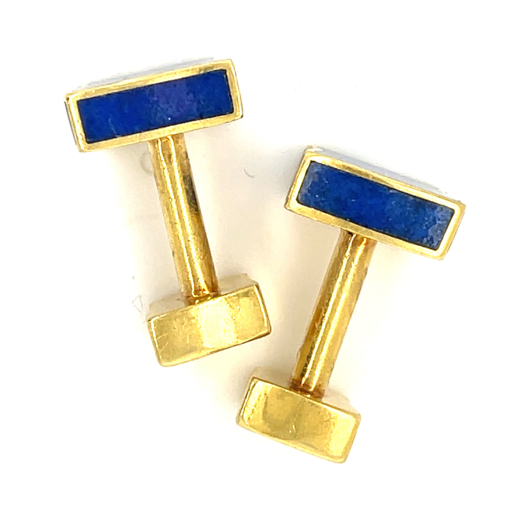 Angela Cummings 18k Yellow Gold Lapis Lazuli Vintage Cufflinks