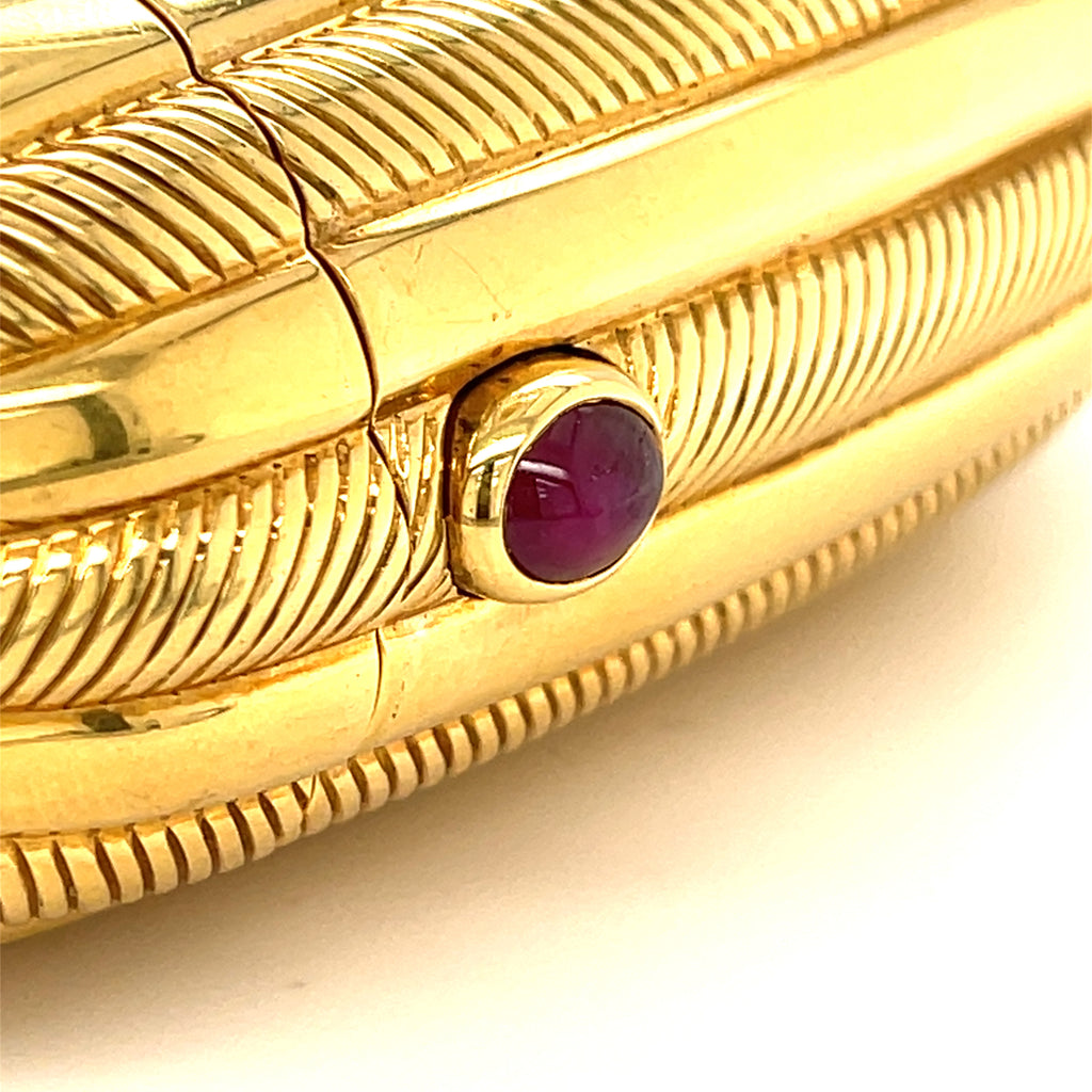 Bulgari 18k Yellow Gold Miniaudiere Clutch Case with Red Gem Cabochon