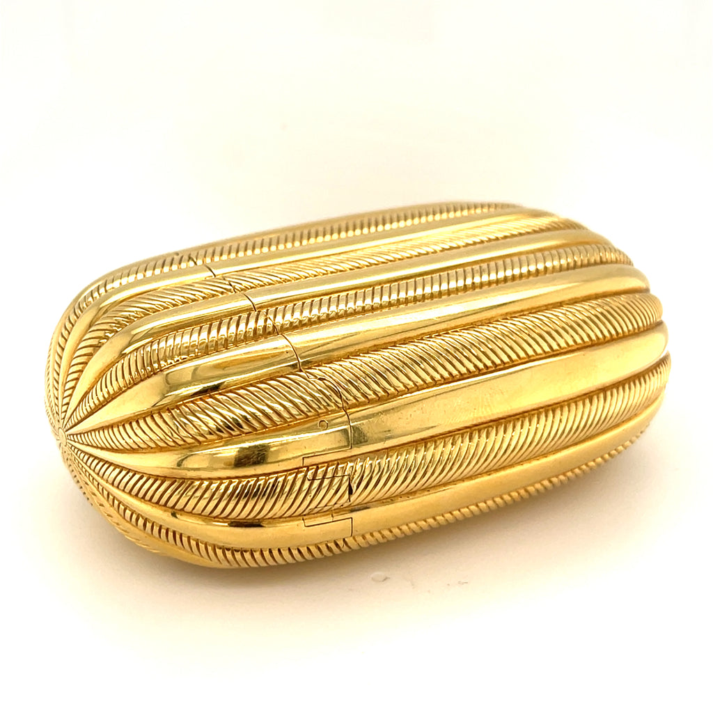 Bulgari 18k Yellow Gold Miniaudiere Clutch Case with Red Gem Cabochon
