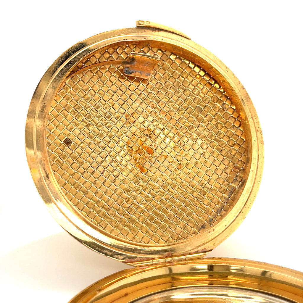 Van Cleef & Arpels Vintage 18k Yellow Gold Basketweave Compact Mirror