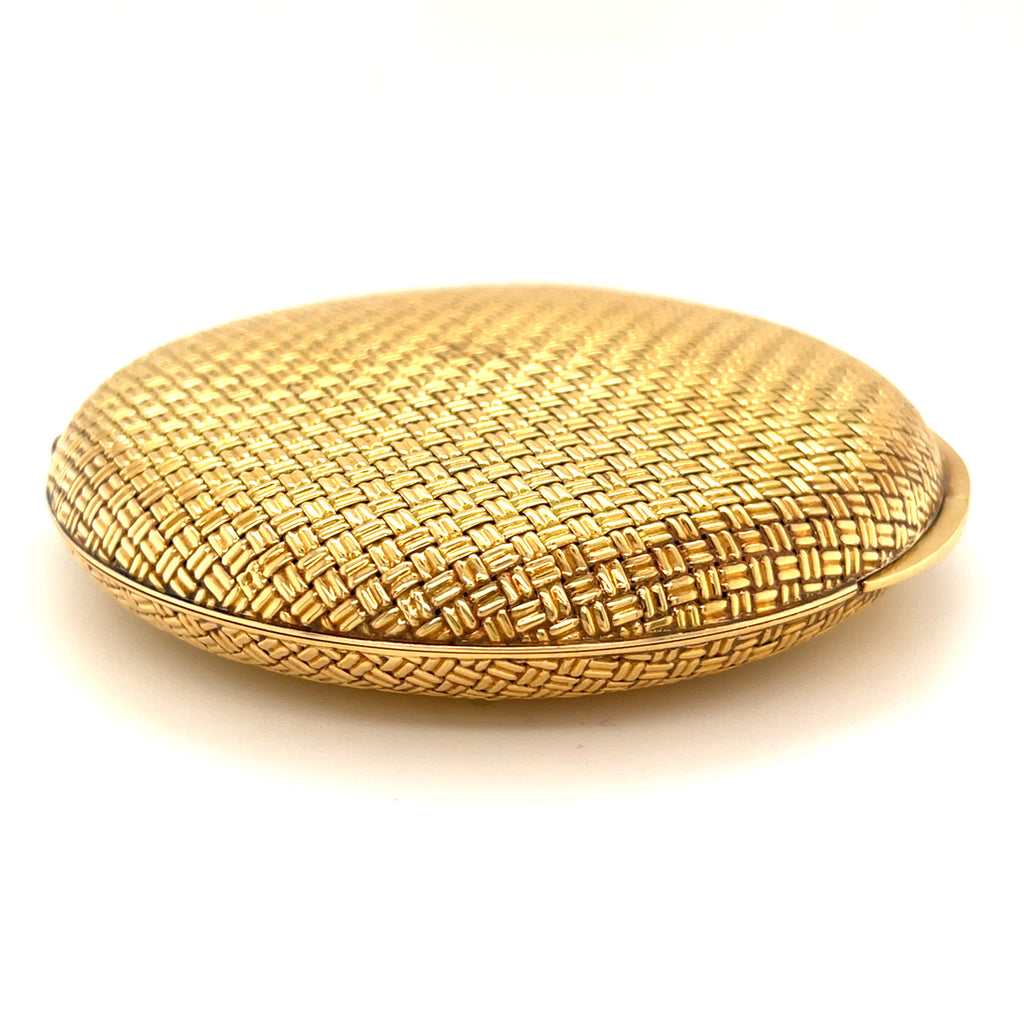 Van Cleef & Arpels Vintage 18k Yellow Gold Basketweave Compact Mirror