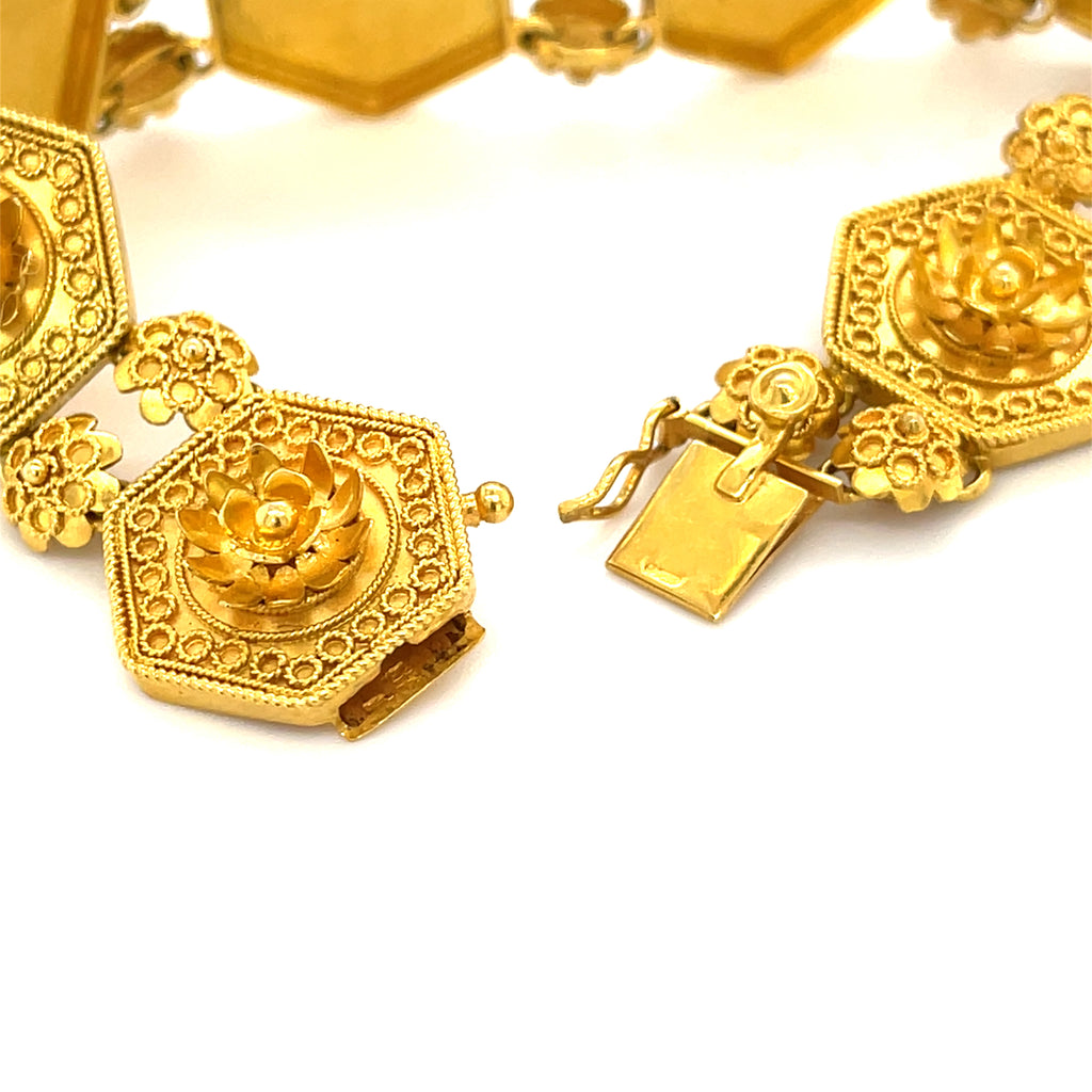 Castellani 15k Yellow Gold Unique Station Filigree Bracelet 7.25"