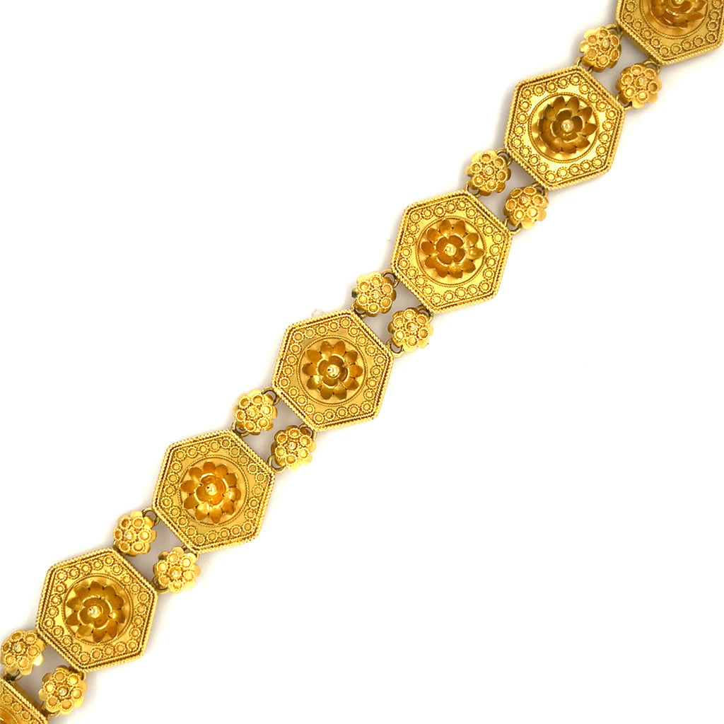 Castellani 15k Yellow Gold Unique Station Filigree Bracelet 7.25"