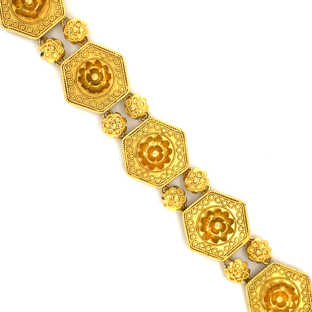 Castellani 15k Yellow Gold Unique Station Filigree Bracelet 7.25"