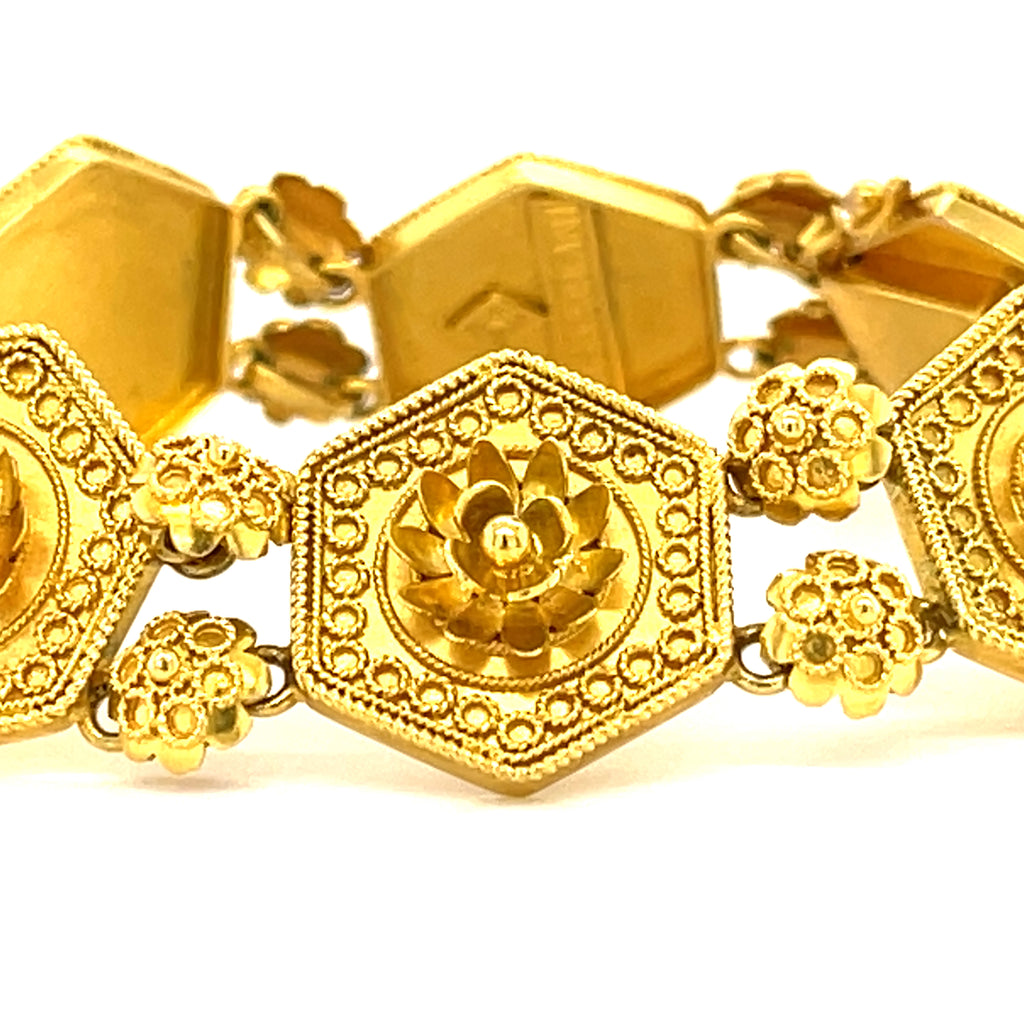 Castellani 15k Yellow Gold Unique Station Filigree Bracelet 7.25"