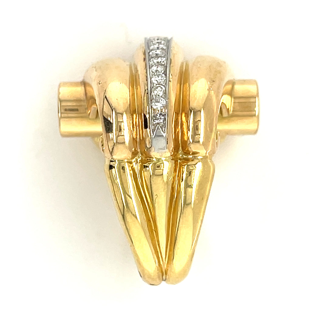 Hermes 18k Multi-Tone Gold Diamond Ring Unique Design Size 6.25