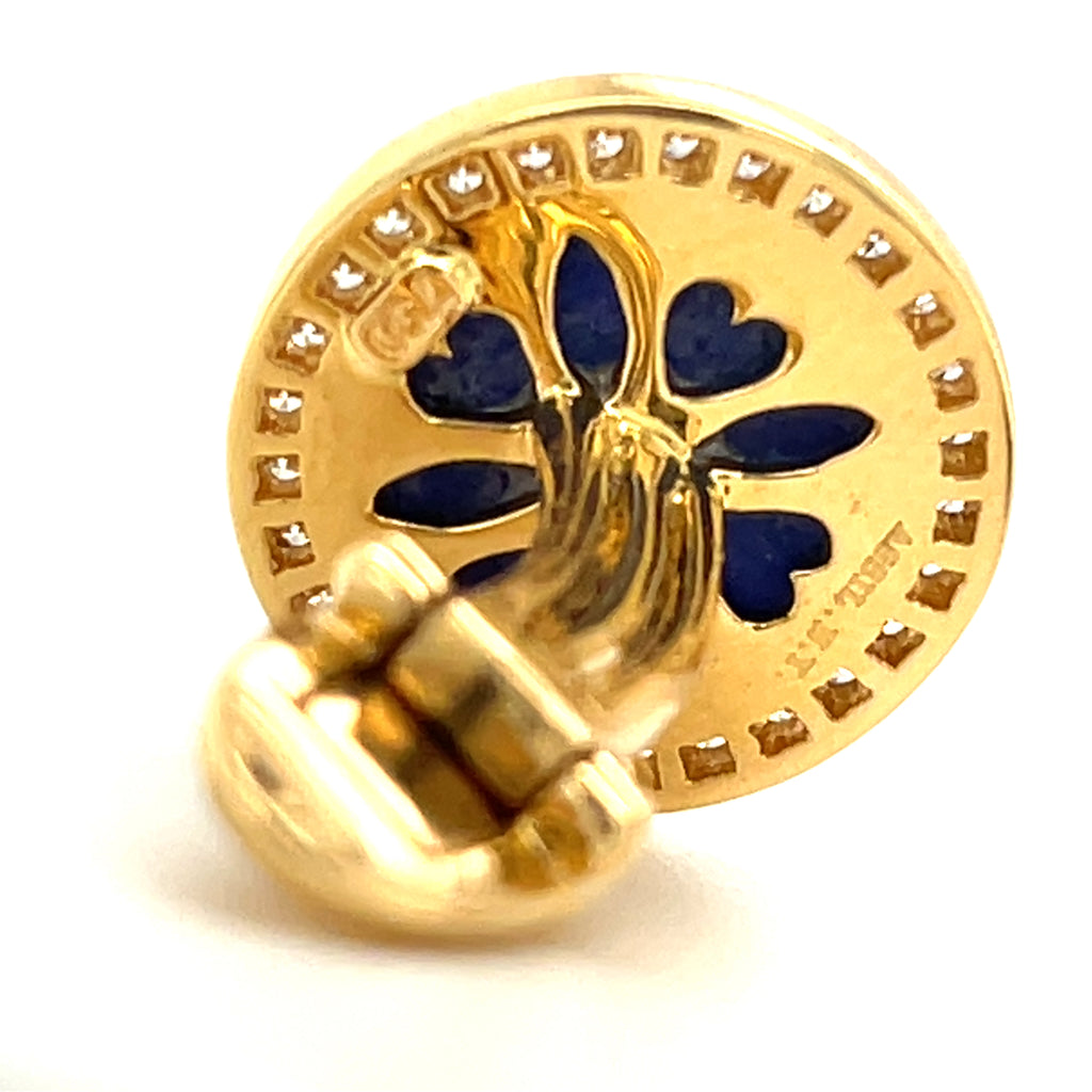 Assil 18k Yellow Gold Lapis Lazuli and Diamond Cufflinks Gorgeous!