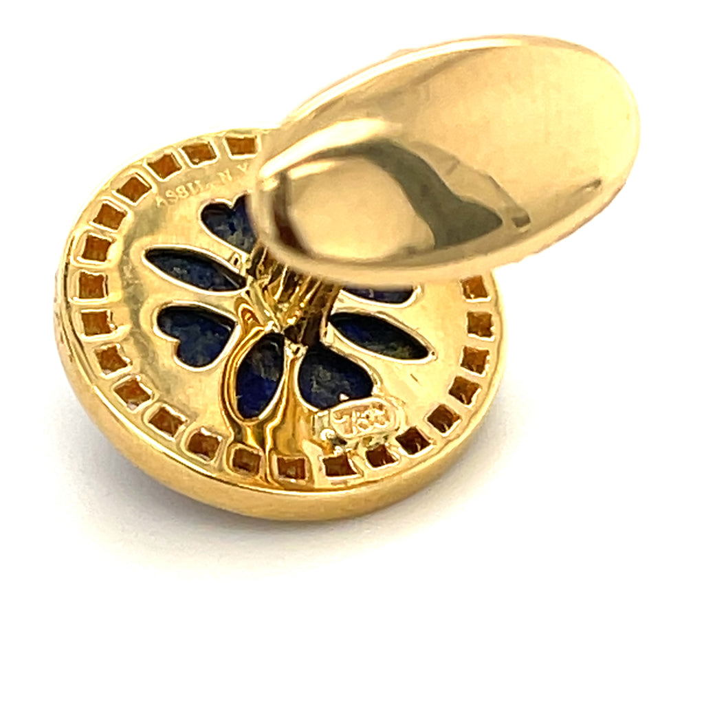 Assil 18k Yellow Gold Lapis Lazuli and Diamond Cufflinks Gorgeous!