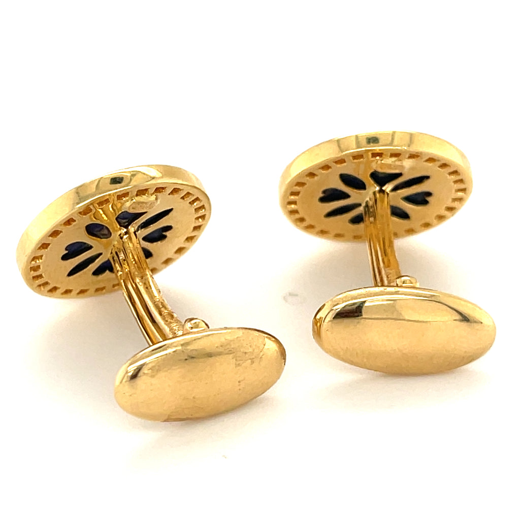 Assil 18k Yellow Gold Lapis Lazuli and Diamond Cufflinks Gorgeous!