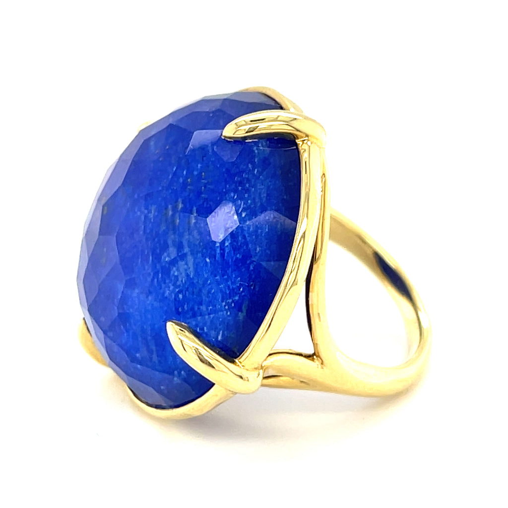 Ippolita 18k Yellow Gold Rock Candy Prince Ring Crystal and Lapis Size 6.75