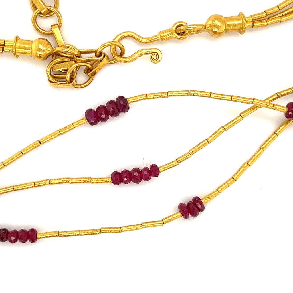 GURHAN Rain Collection 22k Gold Triple-Strand Ruby Beaded Necklace