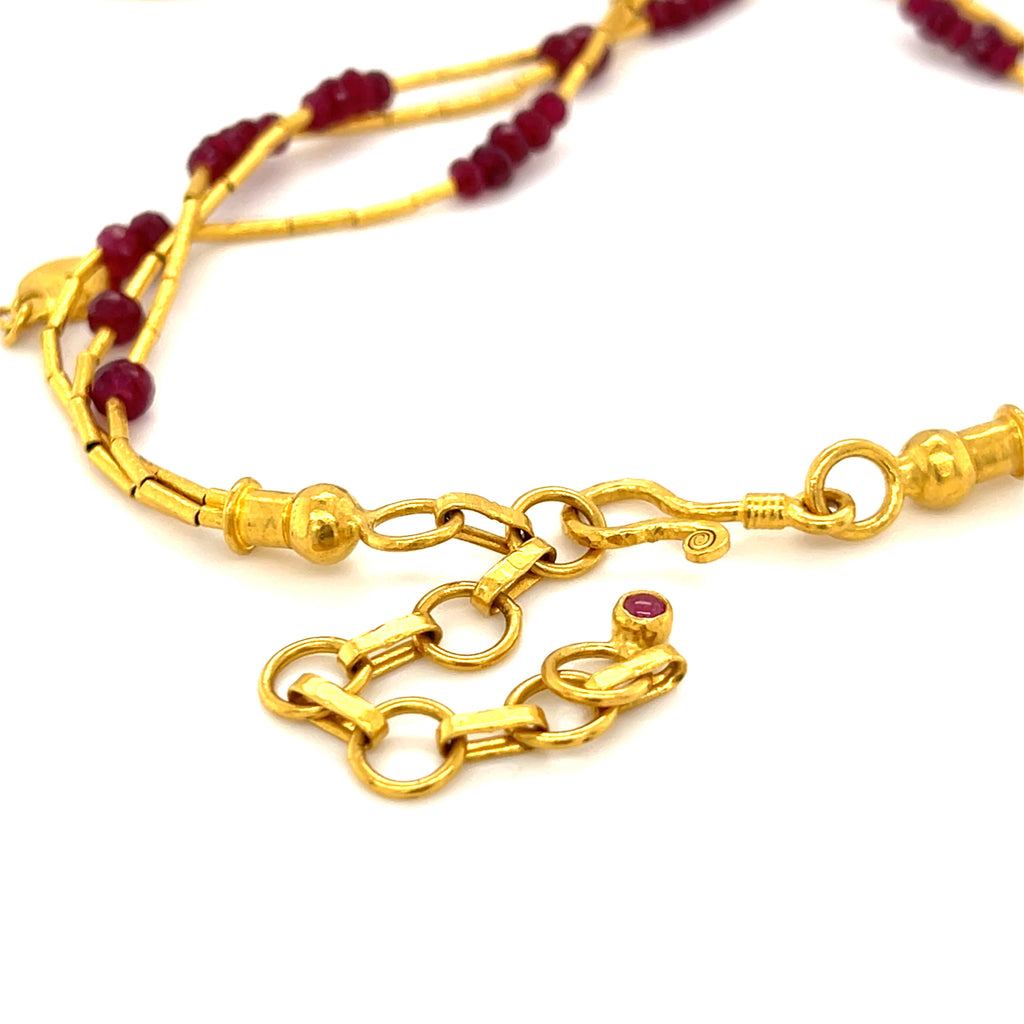 GURHAN Rain Collection 22k Gold Triple-Strand Ruby Beaded Necklace