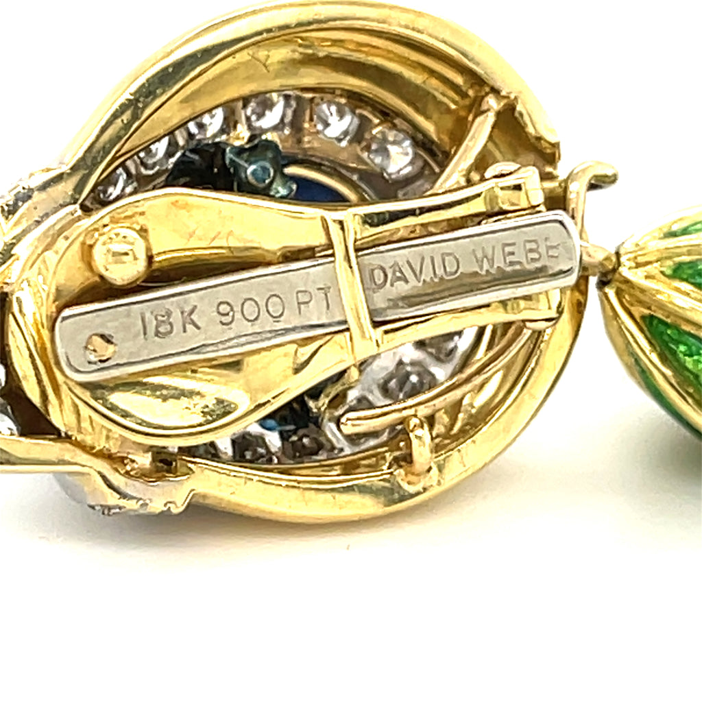 David Webb 18k Yellow Gold and Platinum Sapphire Day/Night Drop Earrings