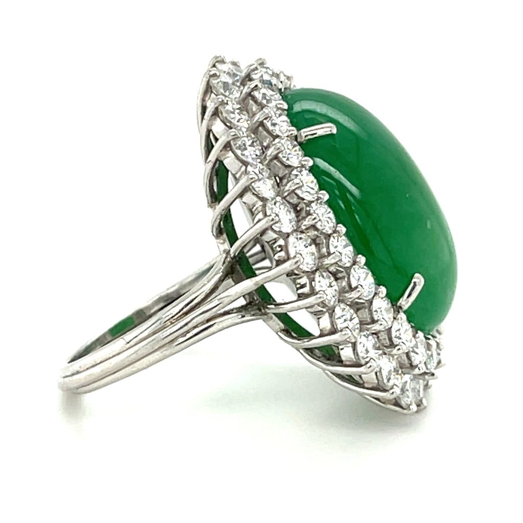 Natural Jadeite Jade, Diamond, and White Gold Ring Total Carat Weight: 19.85 ct