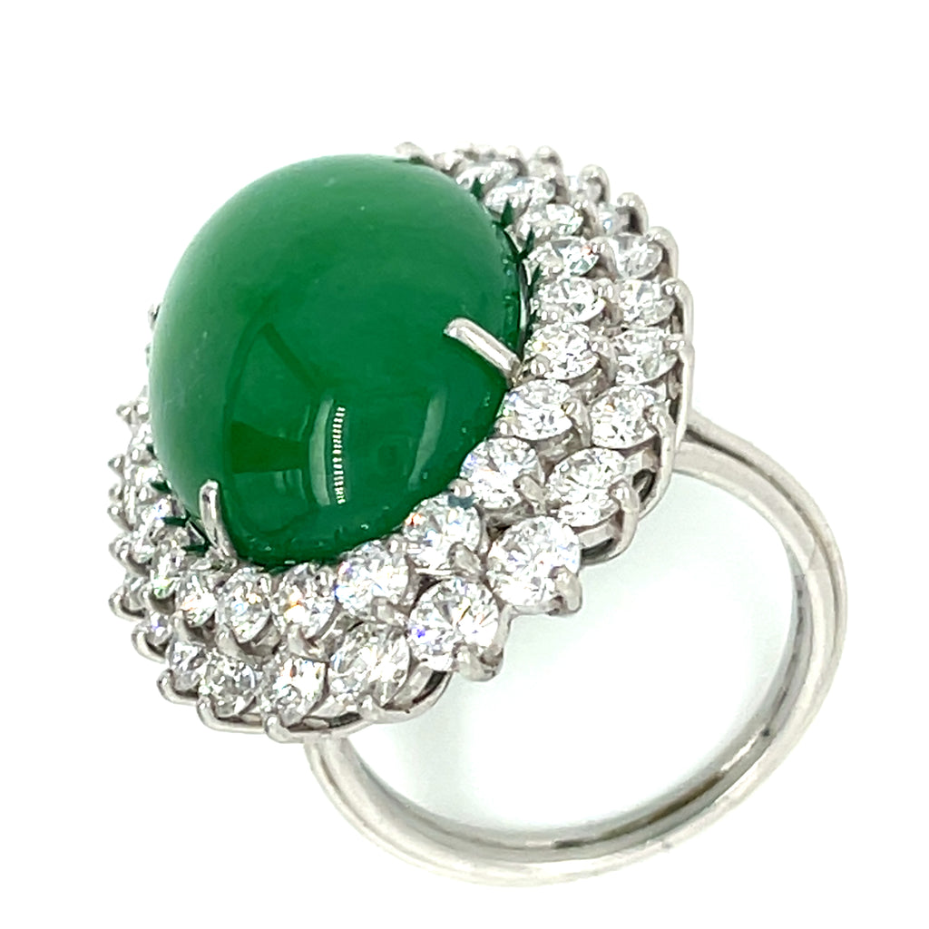 Natural Jadeite Jade, Diamond, and White Gold Ring Total Carat Weight: 19.85 ct