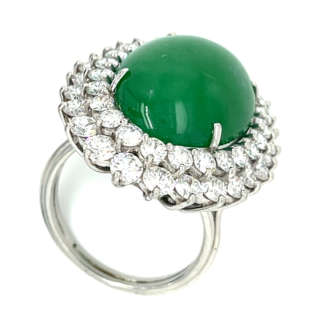Natural Jadeite Jade, Diamond, and White Gold Ring Total Carat Weight: 19.85 ct