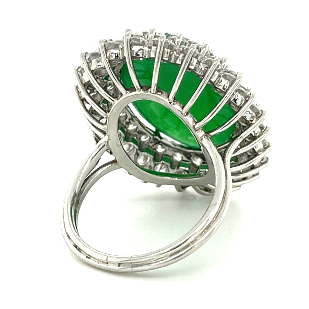 Natural Jadeite Jade, Diamond, and White Gold Ring Total Carat Weight: 19.85 ct