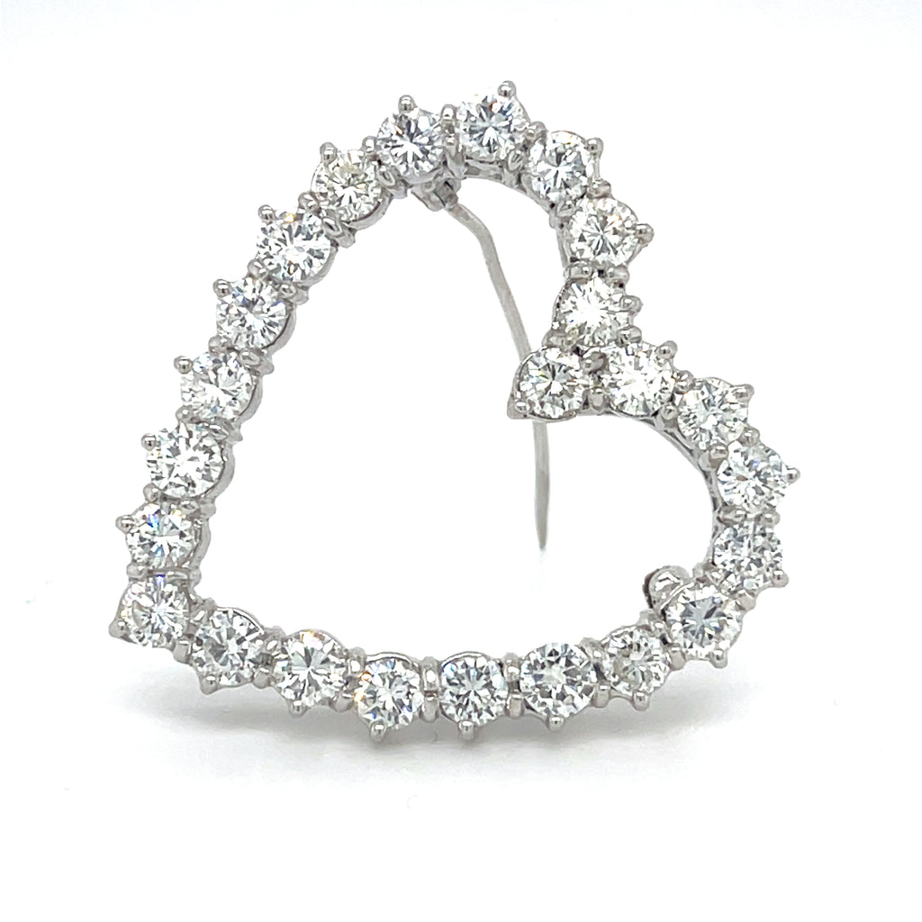 14k White Gold 4.5 ct Diamond Heart Pendant/Pin 8.1g H-I Color VS Clarity