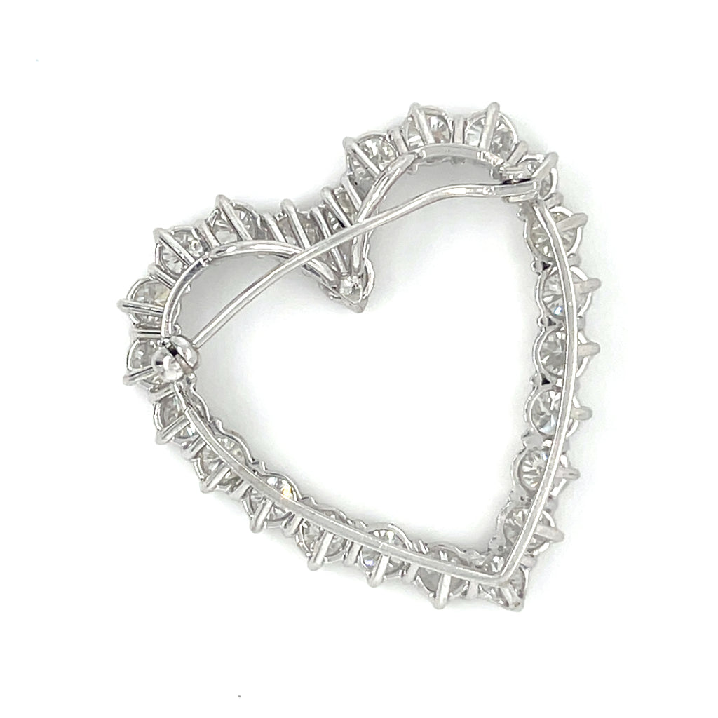 14k White Gold 4.5 ct Diamond Heart Pendant/Pin 8.1g H-I Color VS Clarity