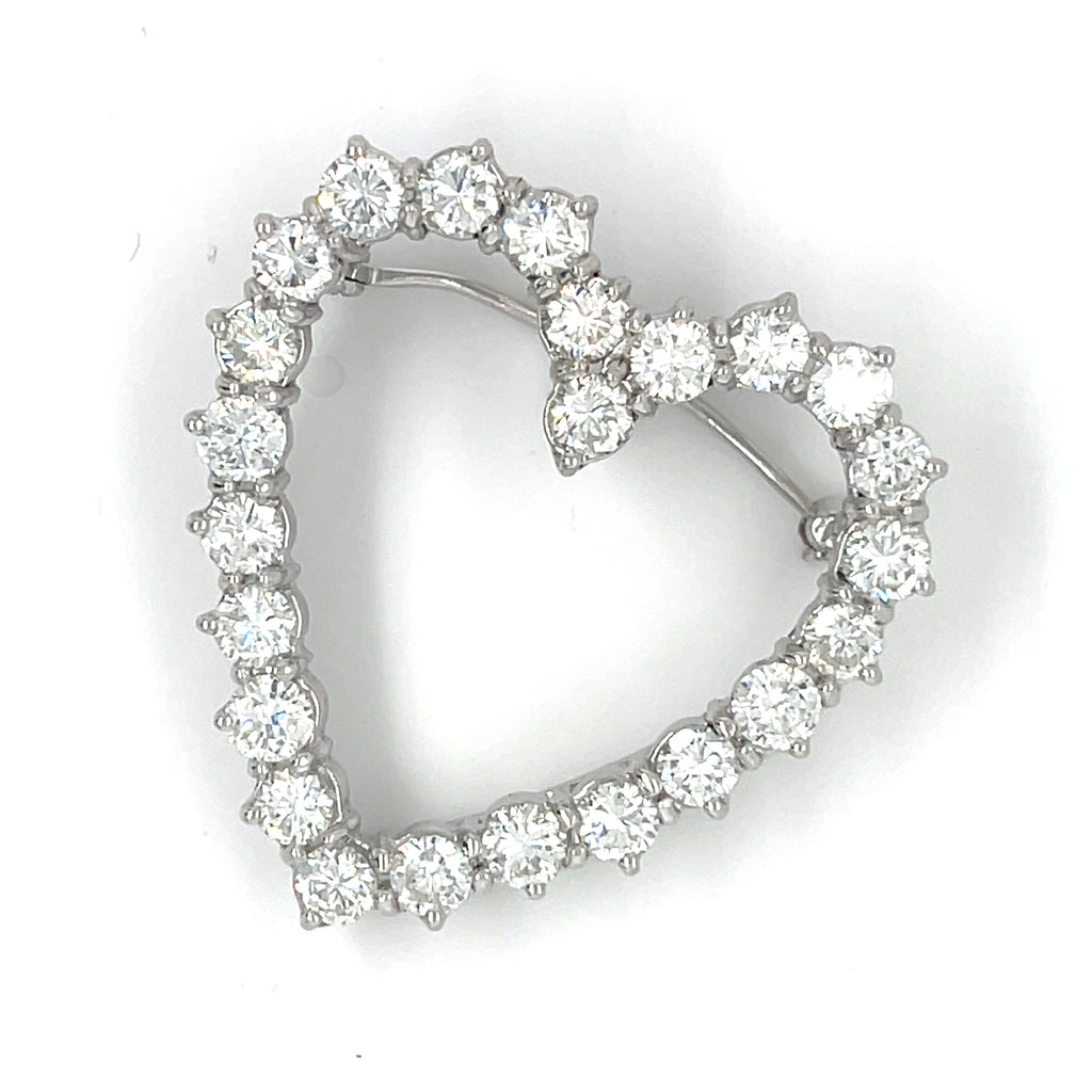 14k White Gold 4.5 ct Diamond Heart Pendant/Pin 8.1g H-I Color VS Clarity