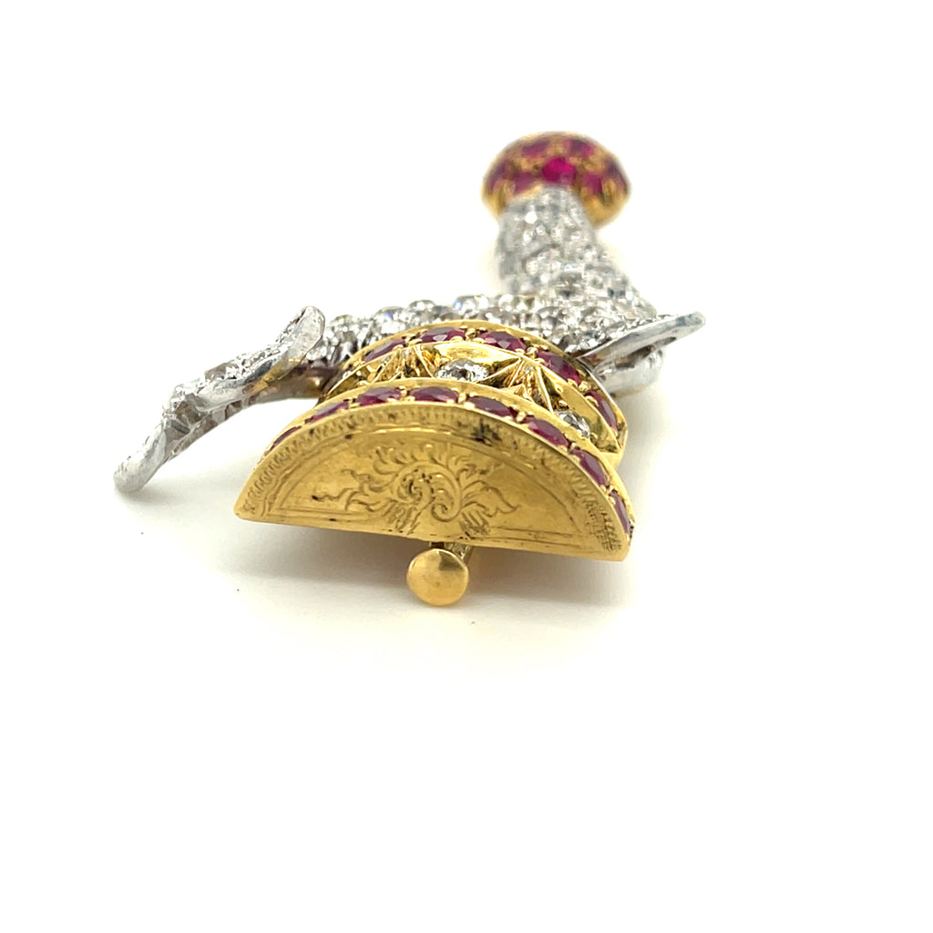 Tiffany & Co. Vintage 18k Gold/Platinum Diamond Ruby Seal Brooch Historical!