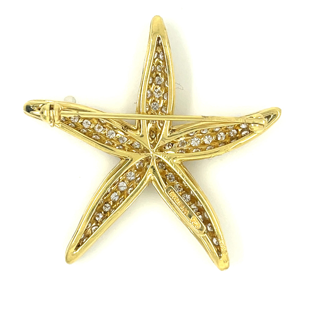 Tiffany & Co. 18k Yellow Gold 2.2 ct Diamond Starfish Brooch Vintage Rare!