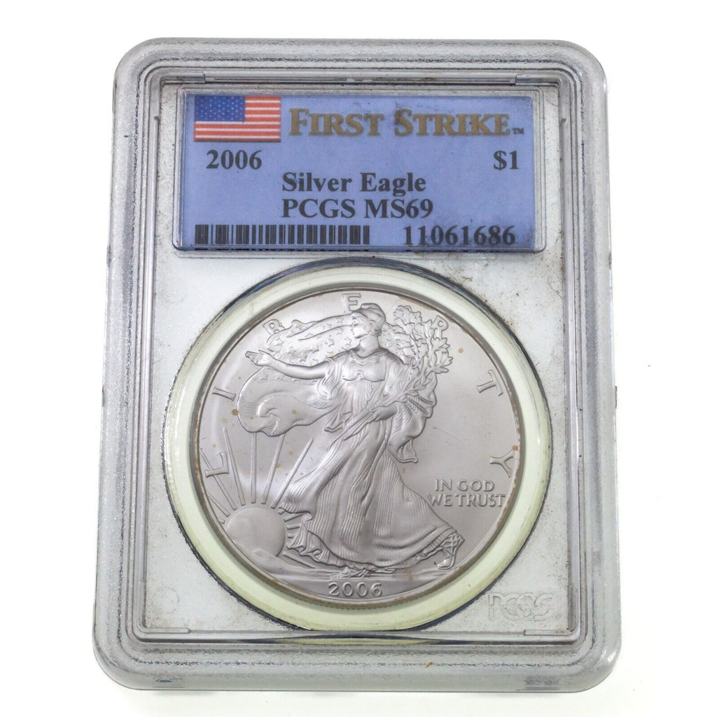 2006 S$1 Silver American Eagle Graded by PCGS as MS69 First Strike