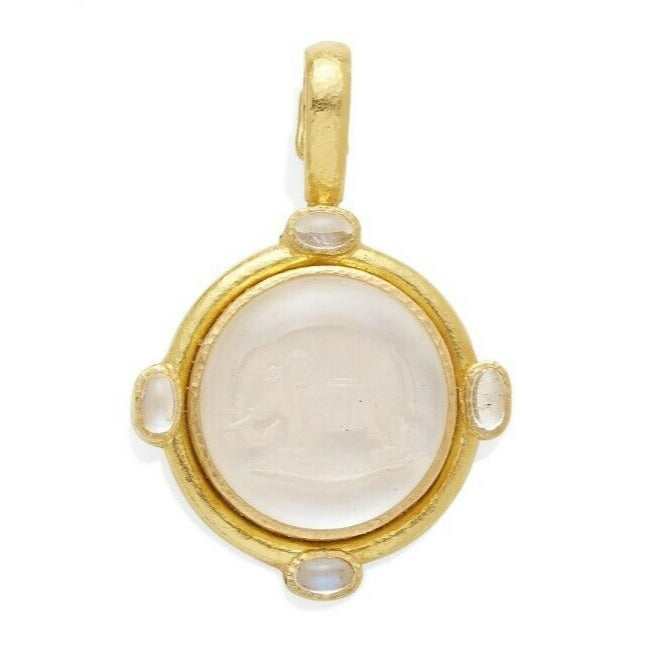 Elizabeth Locke 19k Gold Venetian Glass and Moonstone Intaglio Elephant Pendant