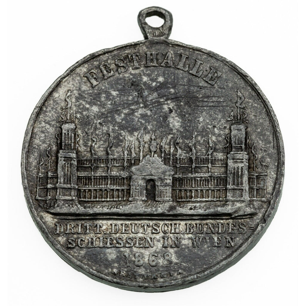 Rare! 1868 Austria, German Shooting Festival Match Medal 32mm Wide