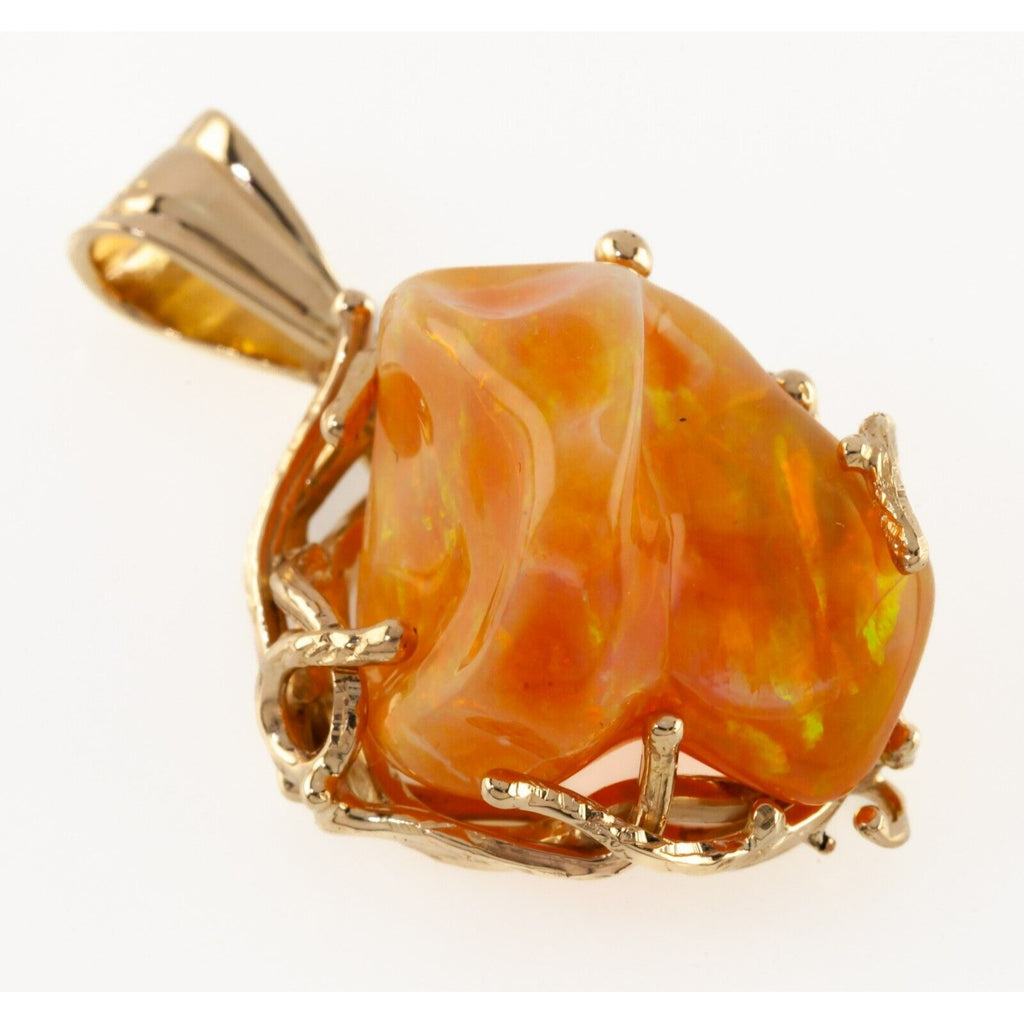 21.12 Ct Mexican Fire Opal in 18k Yellow Gold Pendant Setting Gorgeous!