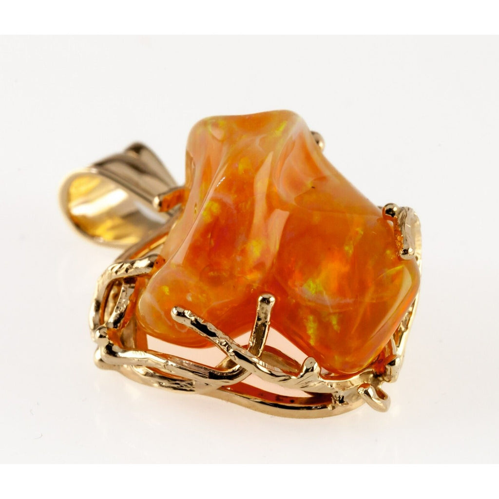 21.12 Ct Mexican Fire Opal in 18k Yellow Gold Pendant Setting Gorgeous!