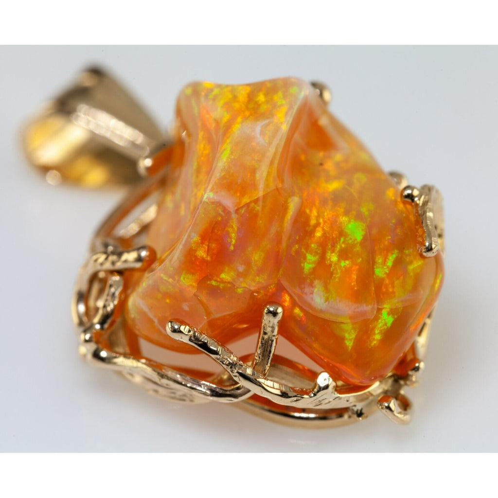 21.12 Ct Mexican Fire Opal in 18k Yellow Gold Pendant Setting Gorgeous!