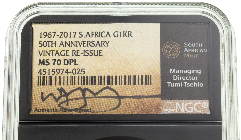 2017 50th Anniversary Re-Issue G1KR Graded by NGC as MS70DPL w/ Box and CoA