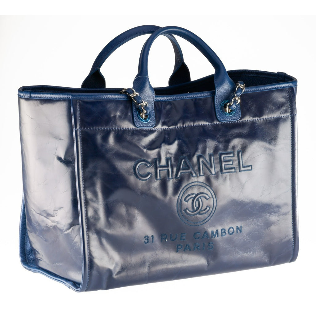 Chanel Deauville Large Navy Blue Caviar Leather Shopping Tote 16P A93258